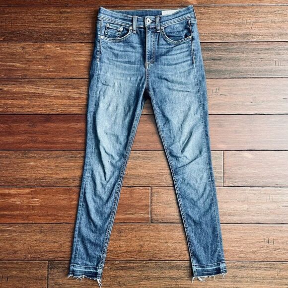 Rag & Bone High Rise Skinny Jeans Raw Hem Sz 26 - Picture 2 of 14